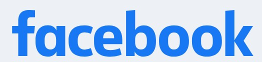 Facebook logo on the 2020 facebook.com homepage: white-on-blue block becomes a bright blue wordmark on white, rounder letters
