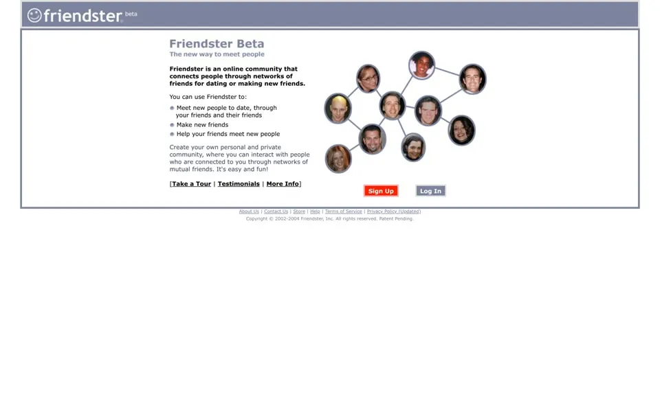 friendster.com homepage in 2004