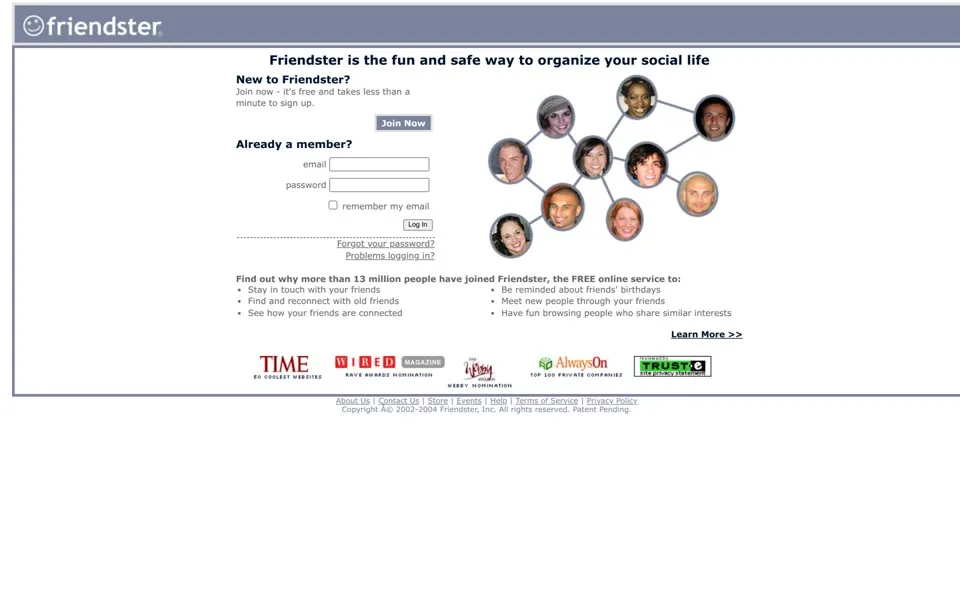 friendster.com homepage in 2005
