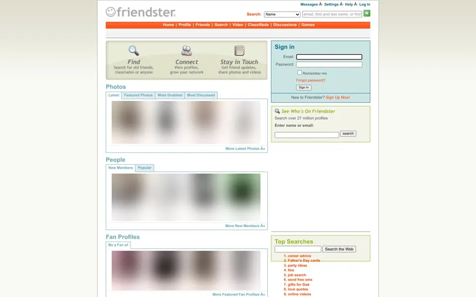 friendster.com homepage in 2006
