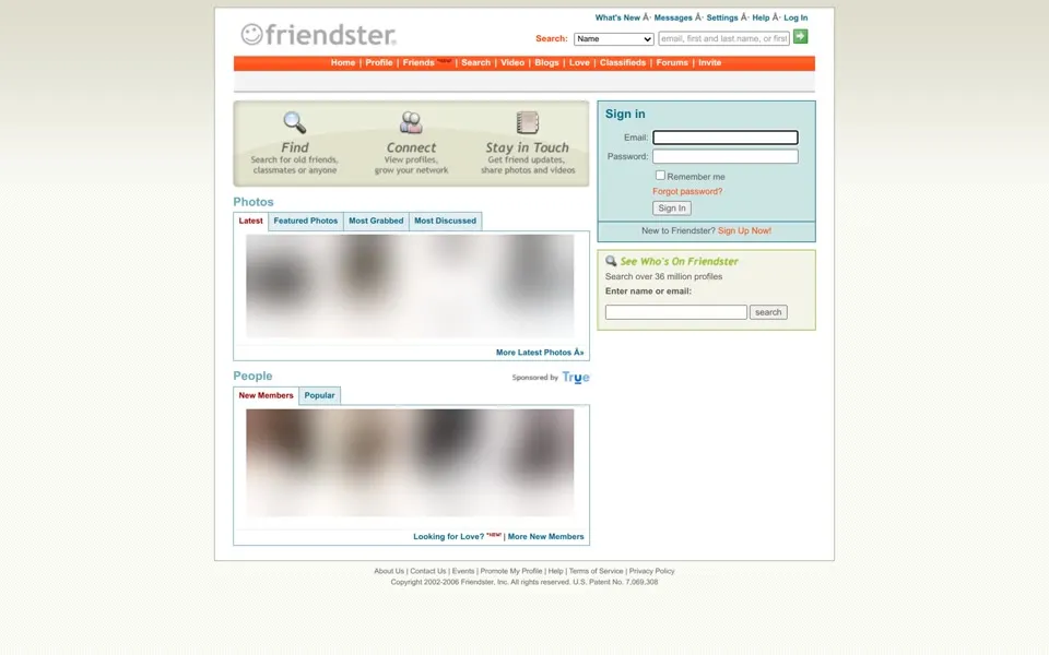 friendster.com homepage in 2007