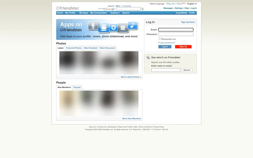 friendster.com homepage in 2008
