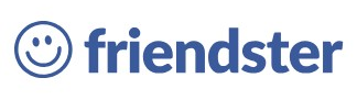 Friendster logo on the 2024 friendster.com homepage: Blue smiley and bold blue lowercase wordmark
