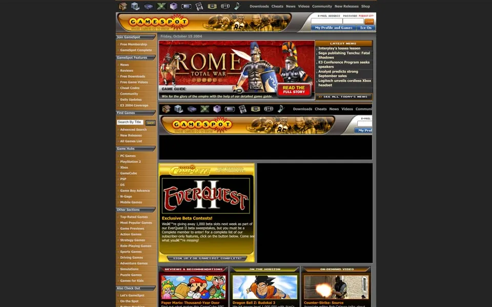 gamespot.com homepage in 2004