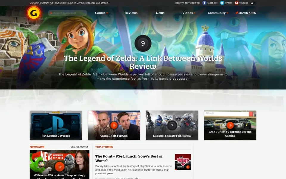 gamespot.com homepage in 2013