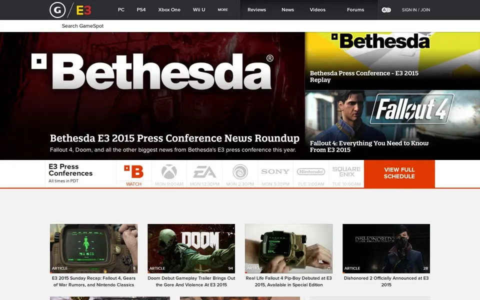 gamespot.com homepage in 2015