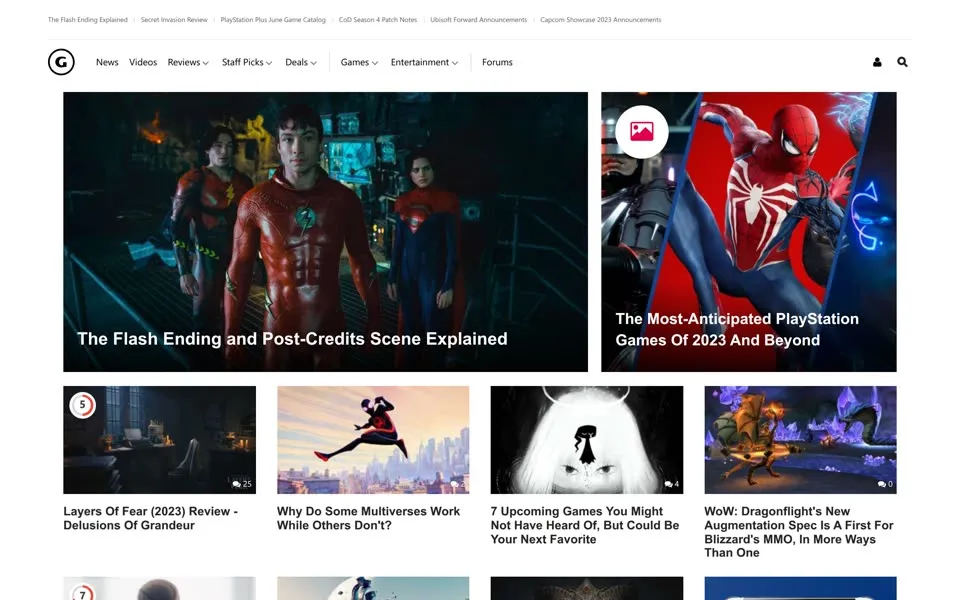gamespot.com homepage in 2023