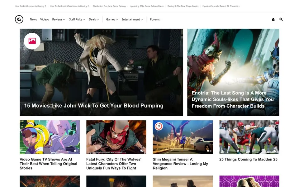 gamespot.com homepage in 2024