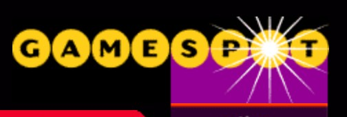 GameSpot logo on the 1998 gamespot.com homepage: Flatter yellow discs keep the white sunburst.