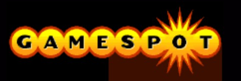 GameSpot logo on the 1999 gamespot.com homepage: Red outlines and an orange sunburst frame the letters.