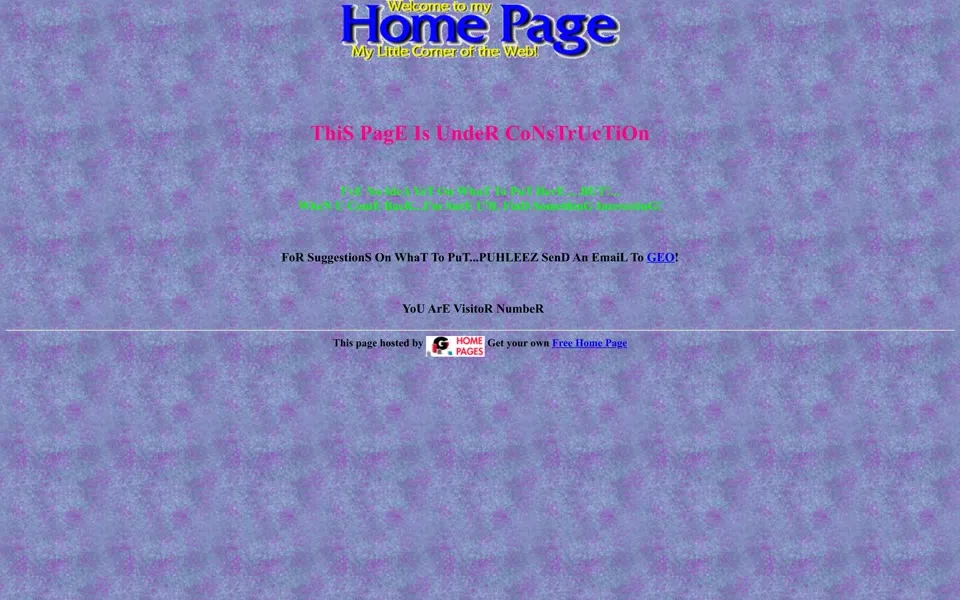 GeoCities member page GeorgiA's HomE PagE, February 9, 1999