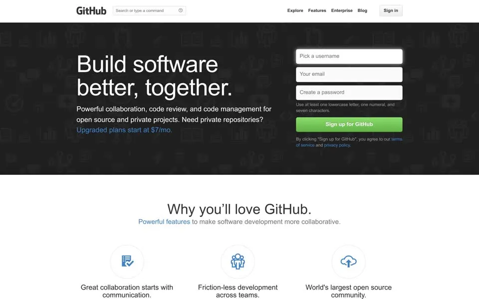 github.com homepage in 2014