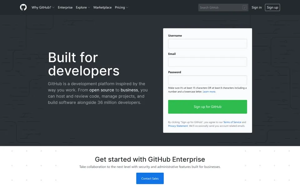 github.com homepage in 2019