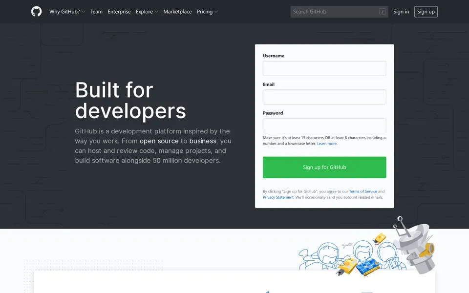github.com homepage in 2020
