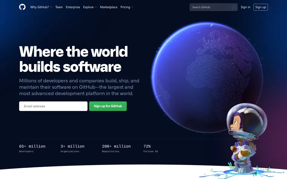 github.com homepage in 2021