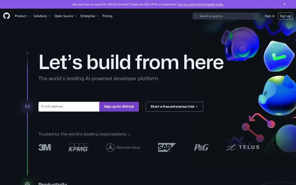 github.com homepage in 2024
