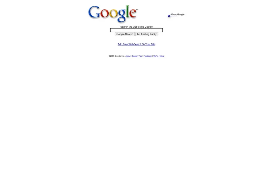 google.com homepage in 2000