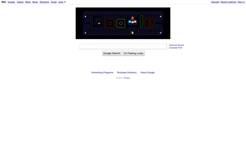 google.com homepage in 2010