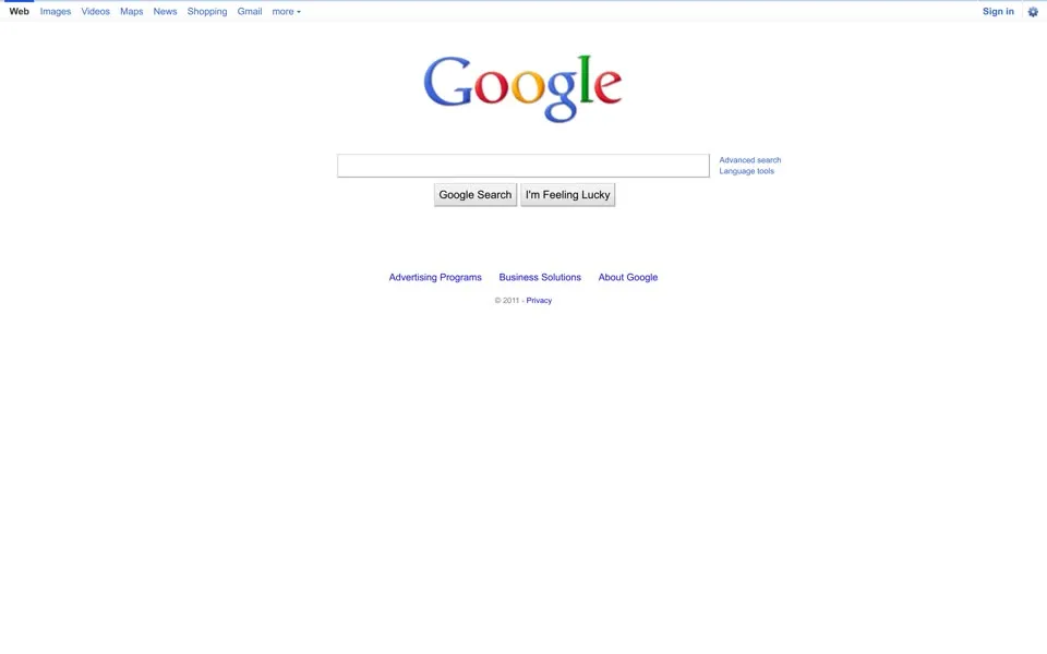 google.com homepage in 2011