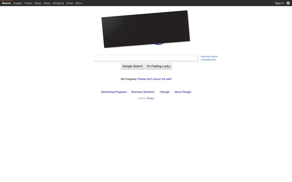 google.com homepage in 2012