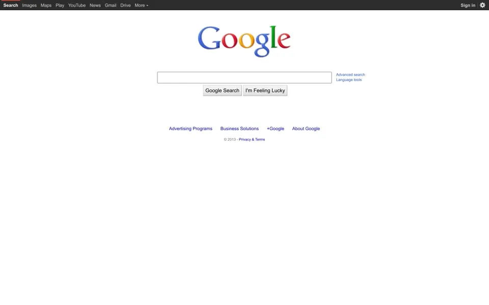 google.com homepage in 2013