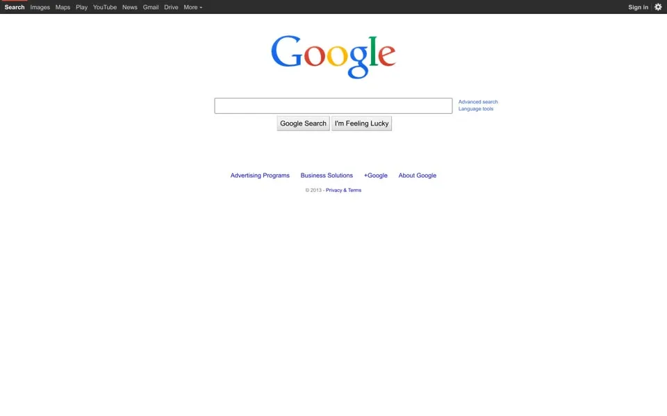 google.com homepage in 2014