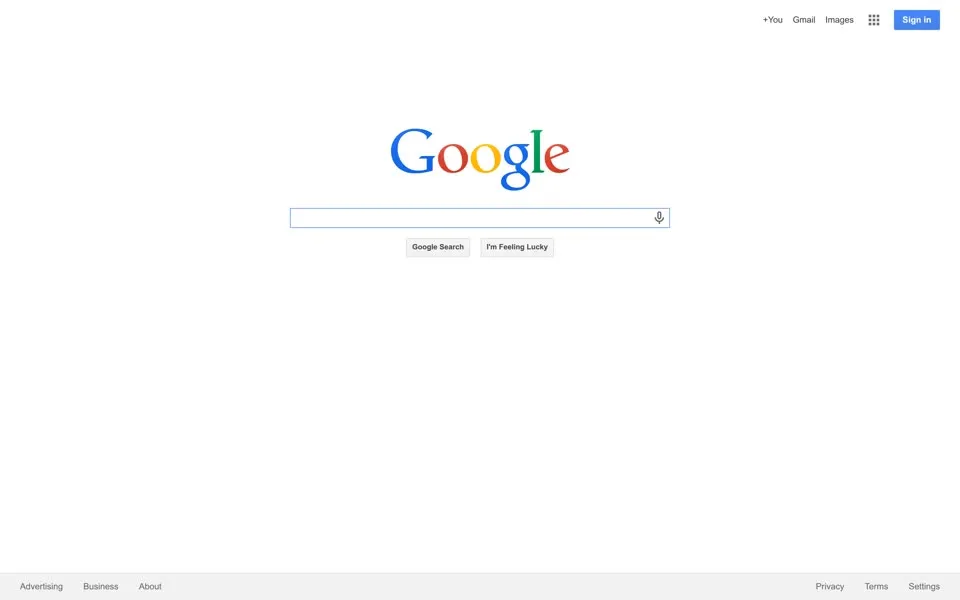 google.com homepage in 2015