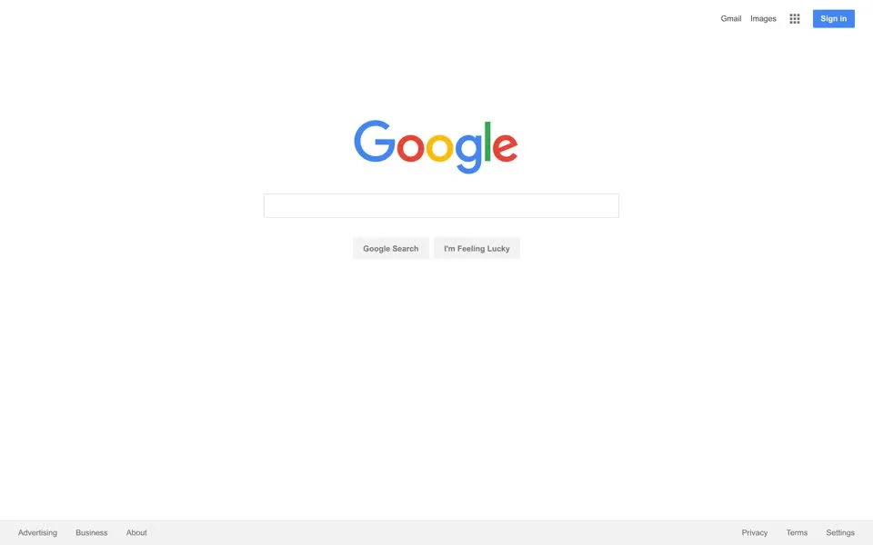 google.com homepage in 2016