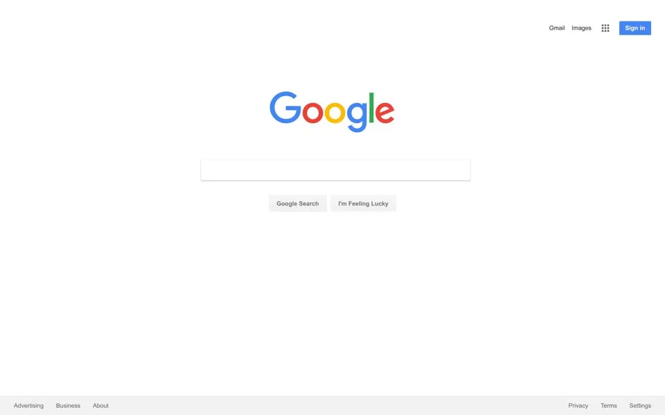 google.com homepage in 2018