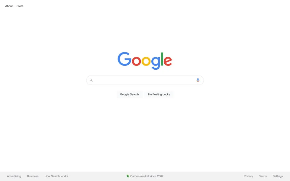 google.com homepage in 2022
