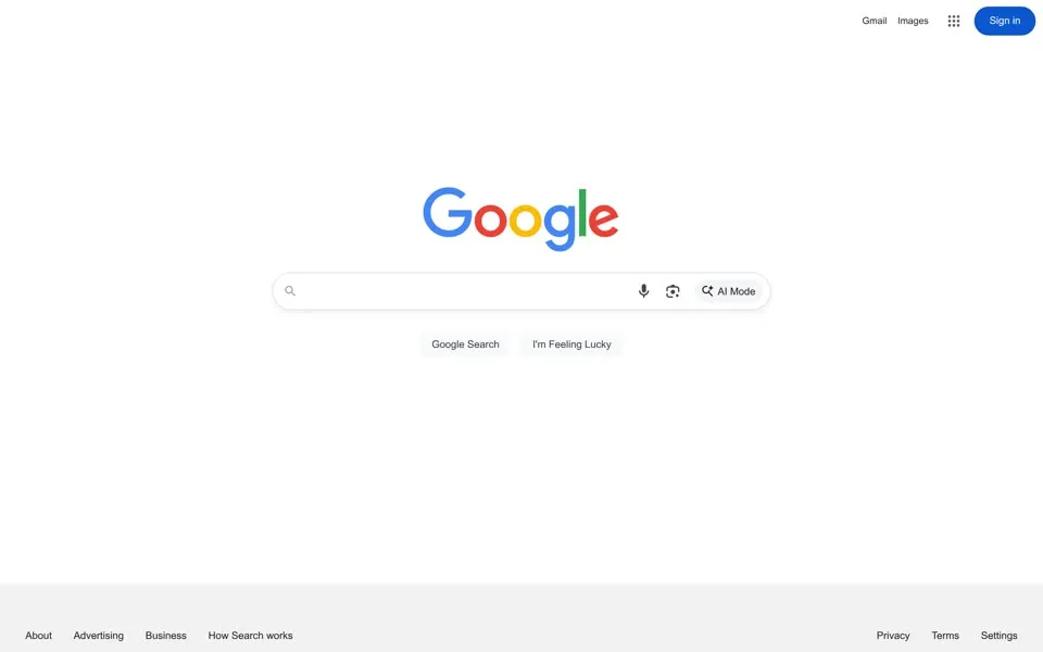 google.com homepage in 2025