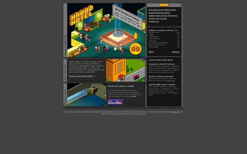 habbo.com homepage in 2001