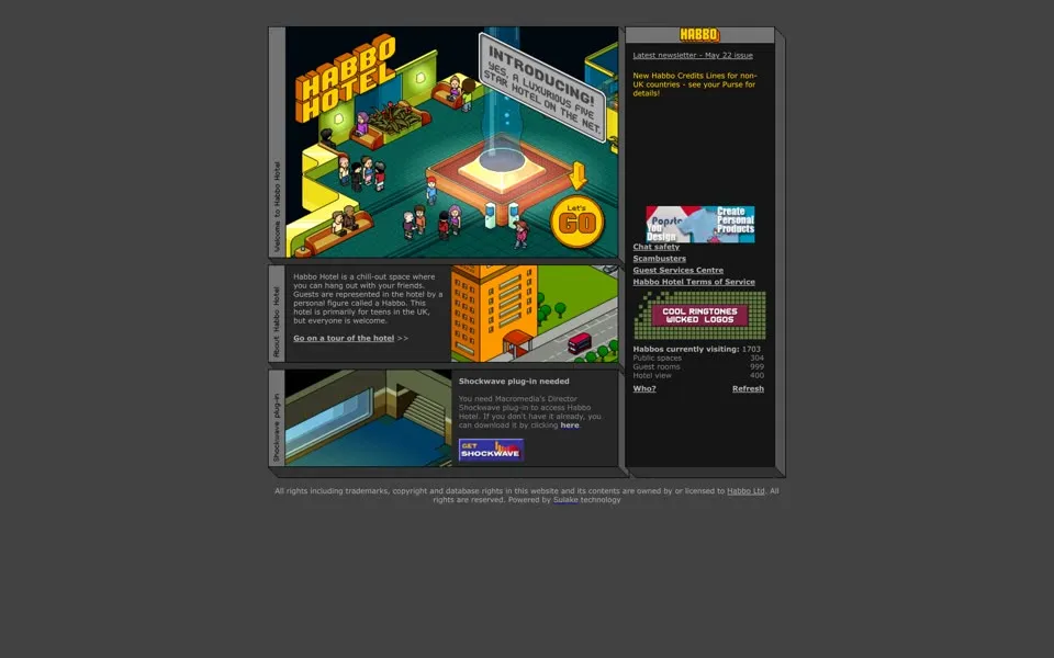 habbo.com homepage in 2002