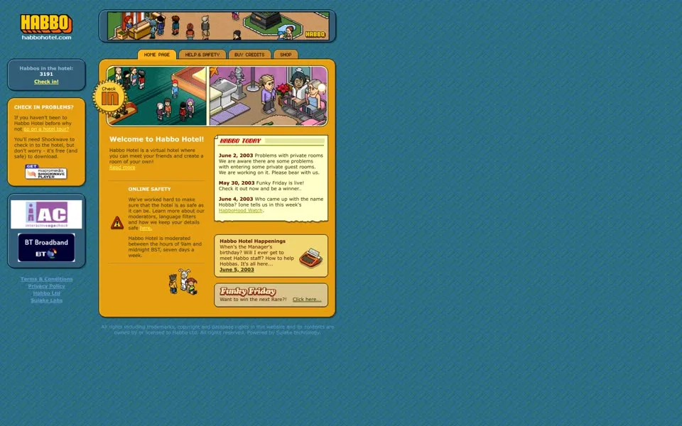habbo.com homepage in 2003