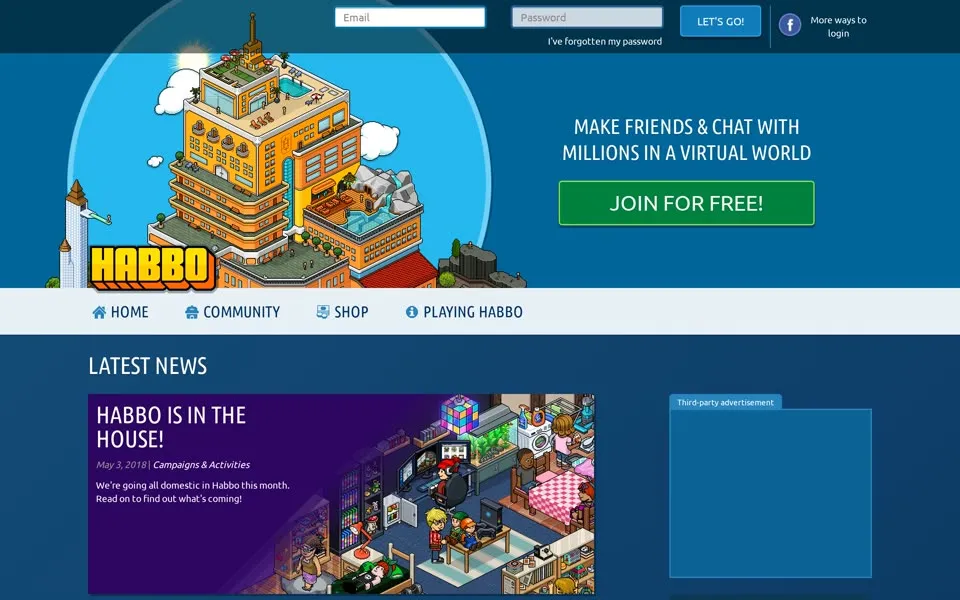 habbo.com homepage in 2022
