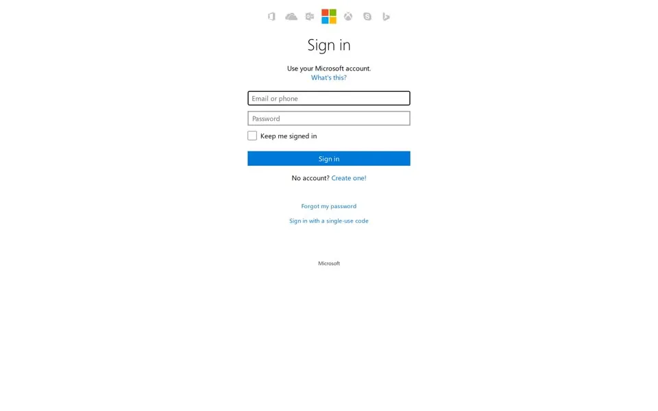 hotmail.com homepage in 2016