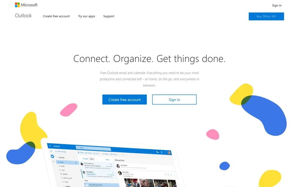 hotmail.com homepage in 2019