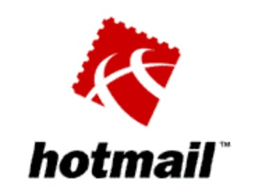 Hotmail logo on the 1997 hotmail.com homepage: Red globe emblem above the lowercase Hotmail name.