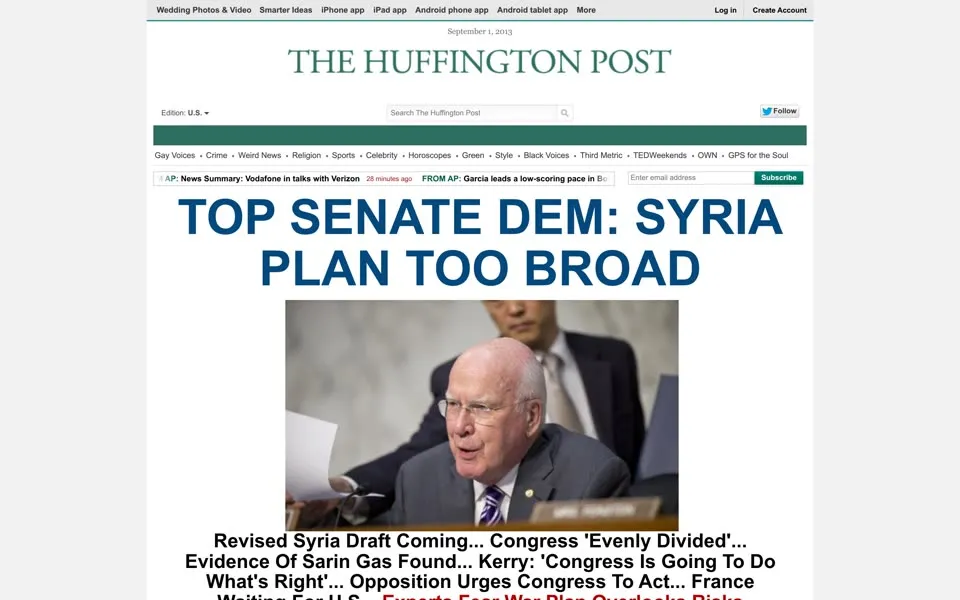 huffpost.com homepage in 2013