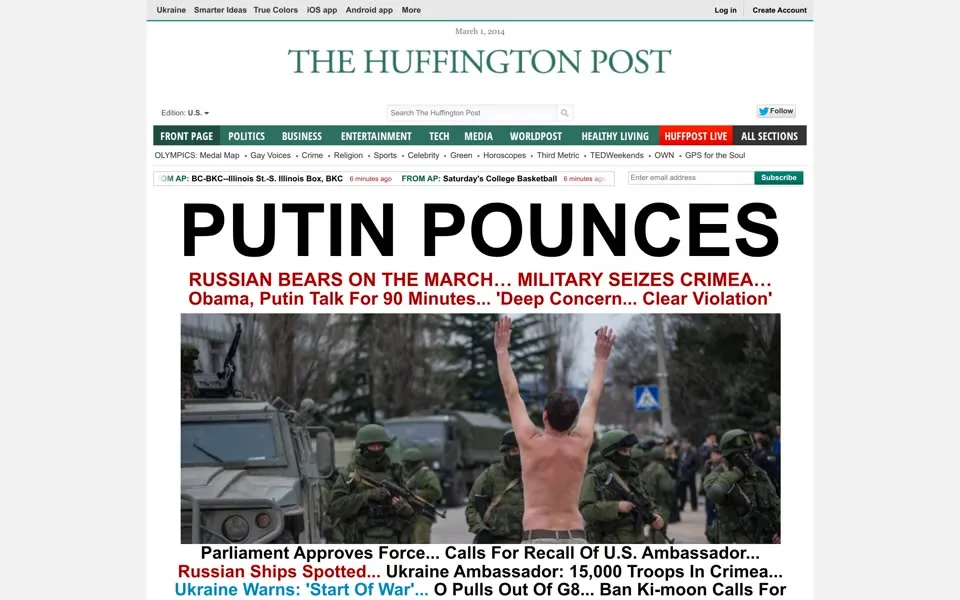 huffpost.com homepage in 2014