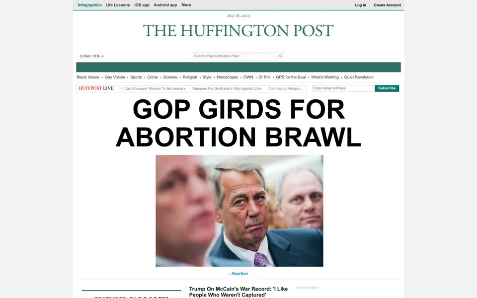 huffpost.com homepage in 2015