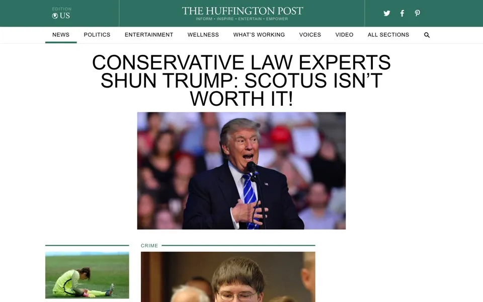huffpost.com homepage in 2016