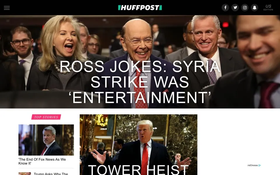 huffpost.com homepage in 2017