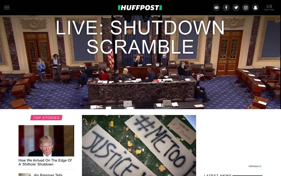huffpost.com homepage in 2018