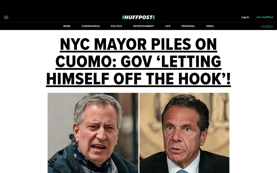 huffpost.com homepage in 2021
