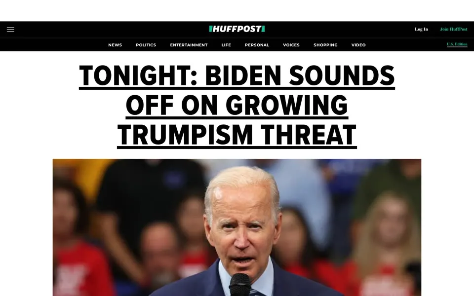 huffpost.com homepage in 2022