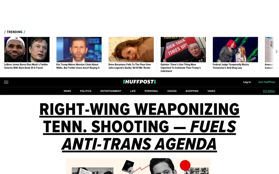 huffpost.com homepage in 2023