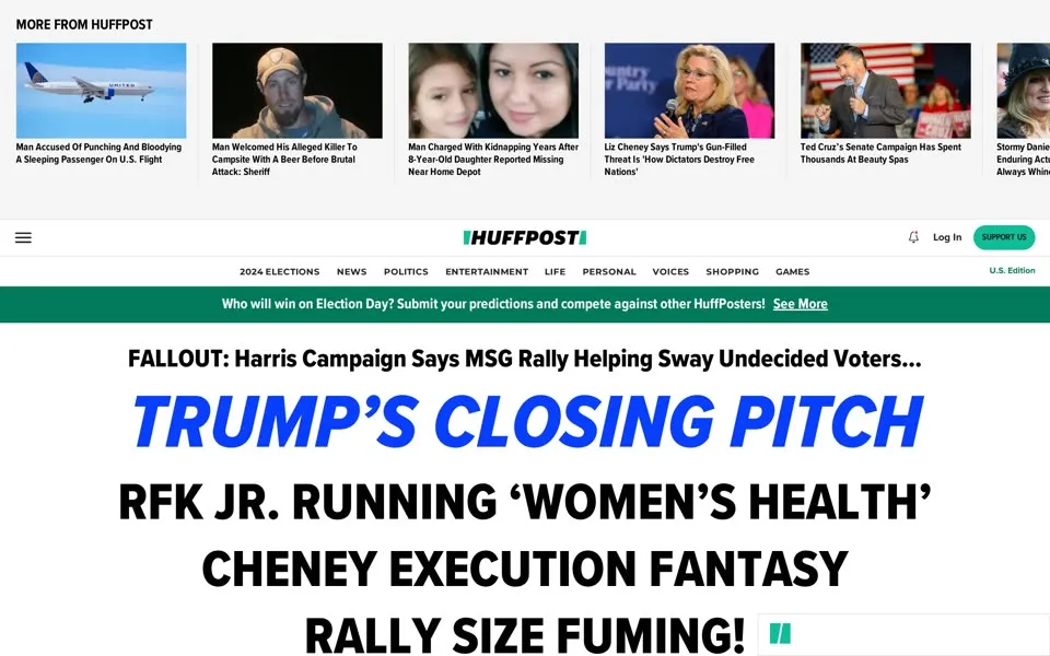 huffpost.com homepage in 2024