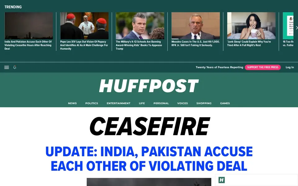 huffpost.com homepage in 2025