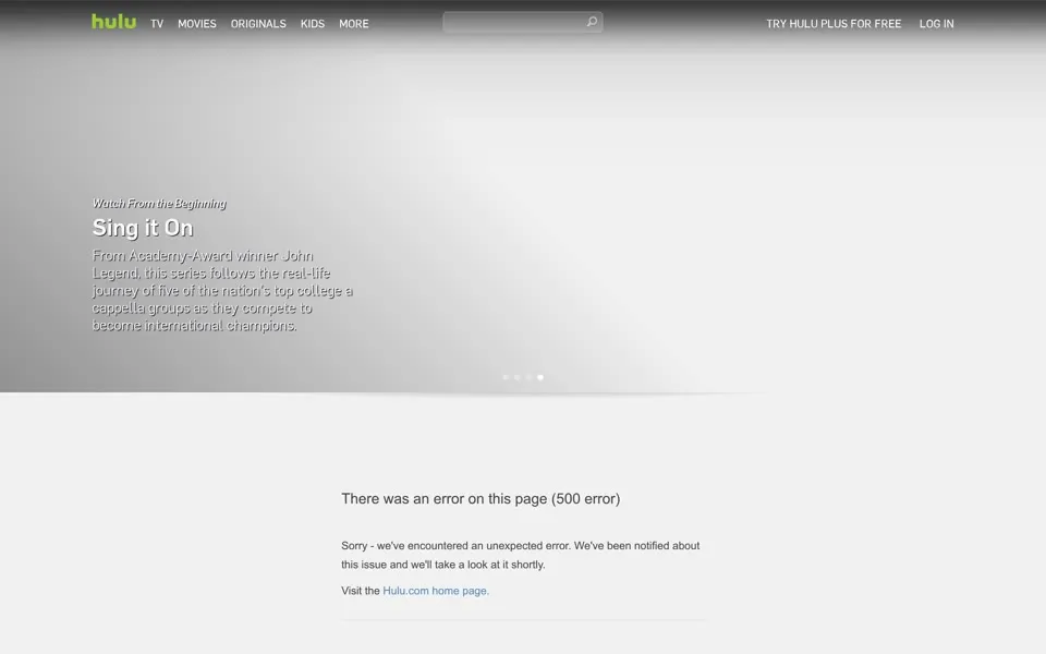 hulu.com homepage in 2015